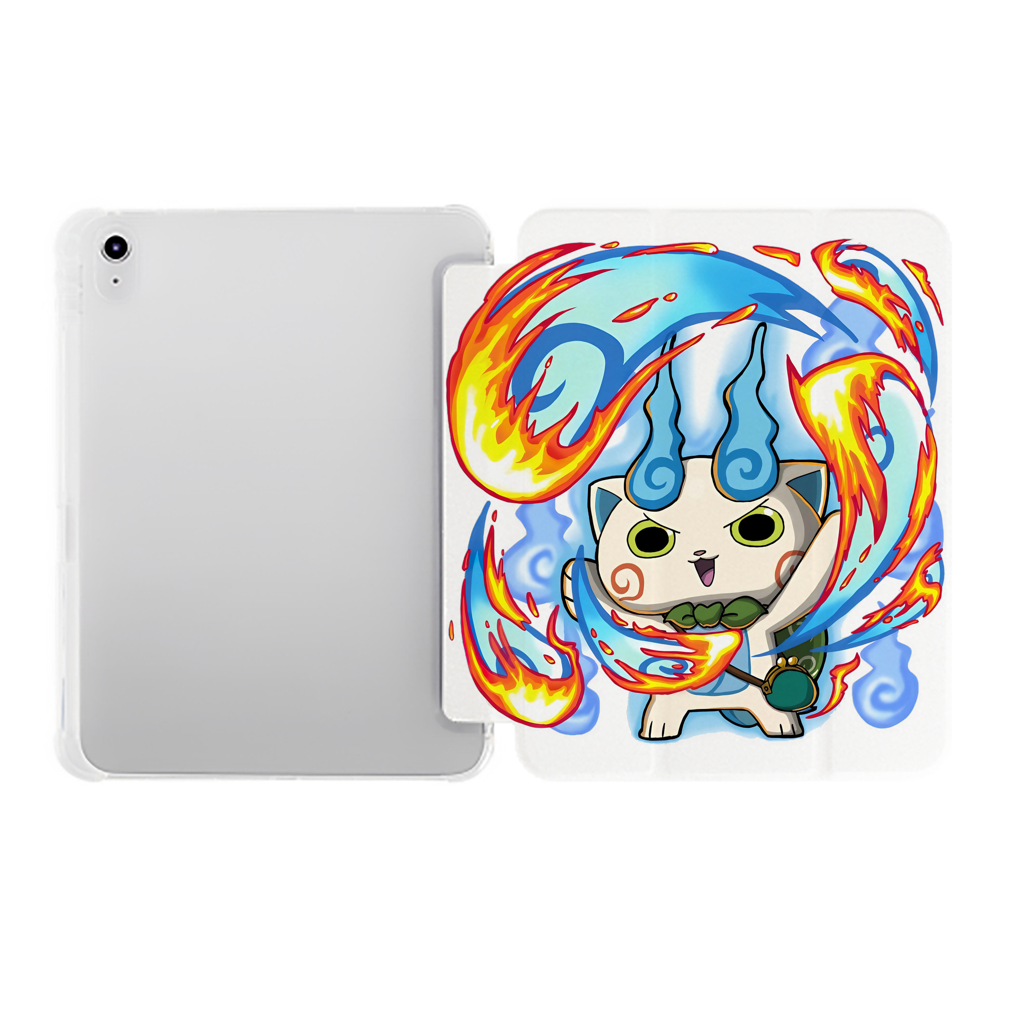 （画像用） 妖怪ウォッチ Yo-kai Watch IPad ケース ペン収納付き 三つ折りスタンド PUレザー×シリコン 対応機種9.5/10.5/10.9インチ